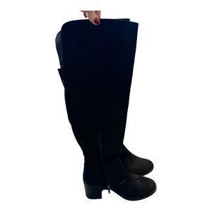 Knee High Black Suede Boots size 9 wide calf